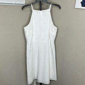 315 - Loft NWOT White Eyelet Sleeveless Midi Dress, Size 12